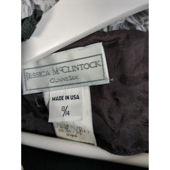 VINTAGE JESSICA MCCLINTOCK GUNNE SAX Velvet Whimisigoth Dress Womens XS Crochet - Picture 7 of 10